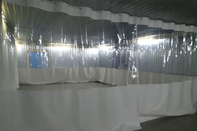 Production of PVC curtains with a density of 650 gr./sq.m.